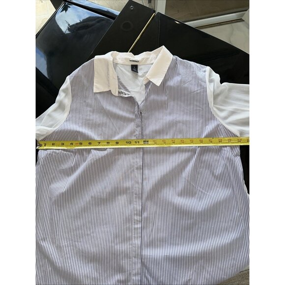 Chicos Black Label Womens Long Sleeve Striped Button-Up Shirt With White Collar - Picture 8 of 12